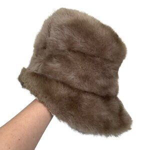 Vintage Union Made Mod Style Blonde Faux Fur Bucket Hat